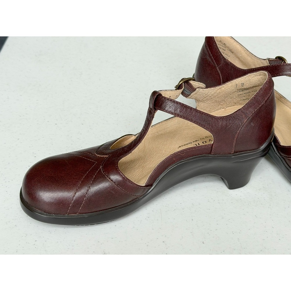 Aravon New Balance Women's 7B Maura Mary Jane Pump Red Brown Leather Shoes - Picture 4 of 10